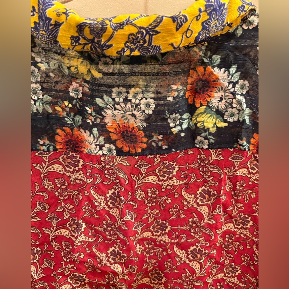 NWOT Zara Chiffon Patchwork Floral Paisley Blouse Women’s XL - Picture 7 of 9